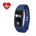 Produktbild padcod id107 Fitness Tracker Smart Watch Herzfrequenzsensor Smart Armband Activity Tracker Bluetooth Schrittzähler mit Sleep Monitor für iPhone 7 7 Plus 6 Samsung S8 und andere Android/iOS Handys – Blau