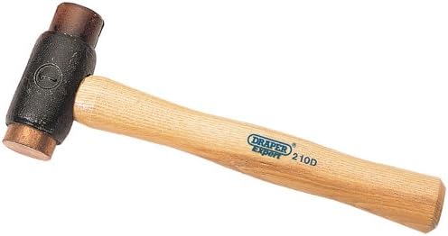 EXPERT 680g (24oz) COPPER/RAWHIDE FACED HAMMER - Expert Quality, with a heavy malleable iron head fitted with a copper and a rawhide face. The copper face is especially suitable for dismantling and assembly work where it will help to avoid damaging component parts. The rawhide face is ideal for use on materials where bruising needs to be avoided. An excellent dual purpose hammer. Shaped wood shaft. Sold loose.