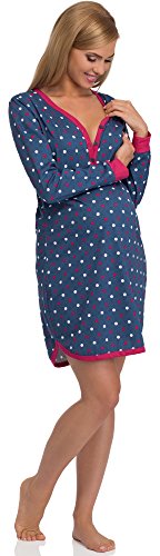 Cornette Maternity Nightdress 654/18 (Darkblue/Dots, M)