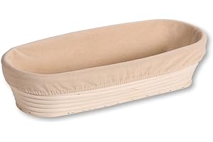 Kesper | Cestino da lievitazione, materiale: rattan, fodera in tessuto (rimovibile), dimensioni: 35,5 x 15,5 x 9 cm, colore: naturale | 19633