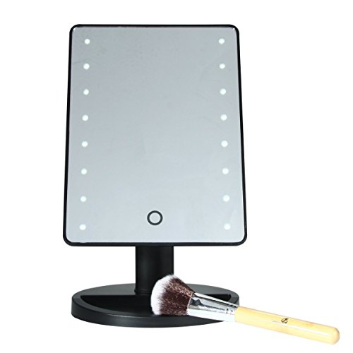 Wawoo 16 LED Battery Operated Touch Screen Sensor LED Mirror, 180 Degree Free Rotation Tabletop LED Lighted Makeup Mirror, Cosmetic Vanity Makeup Mirror