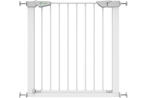 VOUNOT Barrière de Sécurité Extensible 75-84cm Fermeture Auto et Magnétique Sans Perçage Barrière à Pression Pour Bébé et Chiens pour escaliers et porte Hauteur 74cm Métal Blanc