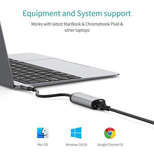 EgoIggo USB C Ethernet Adaptador GM40L USB C a Gigabit Ethernet Aluminio Tipo C a RJ45 10 100 1000 bit para MacBook Pro 2017 2016  Google ChromeBook Pixel