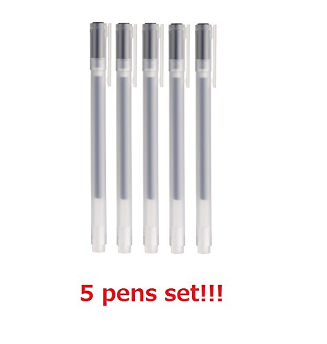 [Lot de 5] Muji, stylos à bille, encre en gel, noire, 0,38 mm, 18727674, du Japon