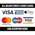Chicbanners Notice All Credit & Debit Cards Accepted Visa MasterCard V40 Warning Safety Sign Self Adhesive Gloss Sticker 160mm x 125mm