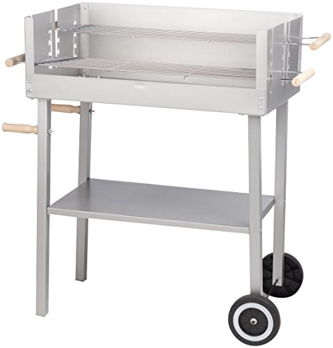 BBQ Collection 48678 Grillwagen / Säulengrill XL, Holzkohle, Edelstahl, 88 x 42,5 x 89,5 cm