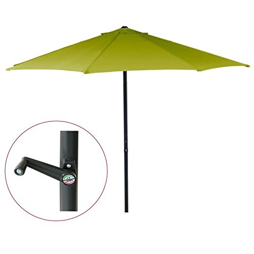 Ø 3m Sonnenschirm Gartenschirm Marktschirm Sonnenschutz Schirm mit Kurbel (Grün)