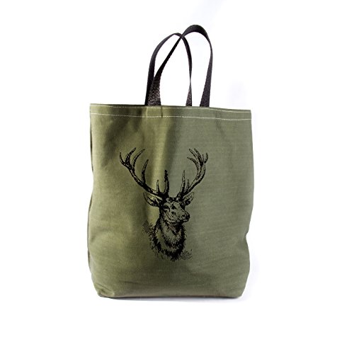 Preisvergleich Produktbild Wunderle Kaminholztasche, grün Hirsch