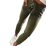 Coolster Damen-beiläufige Gestreifte hohe Taillen-Hosen-elastische Taillen-beiläufige Hosen (Armeegrün, XL)