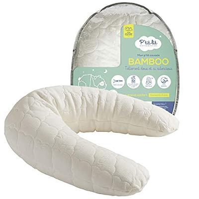 P'tit Lit - Coussin de Maternité et d'Allaitement Bamboo - Viscose Douce et Soyeuse - Garnissage fibres creuses : Ultra Confort - Oreiller Moelleux et Silencieux - Déhoussable - Fabrication Française