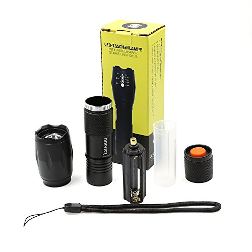 Lunaoo 1000 Lumen LED Taschenlampe, Superhelle Zoombare HandLampe mit Einstellbaren Fokus und 5 Leuchtmodi für Fahrradfahren Camping Außen Outdoor Haushalt Büro usw. - 7