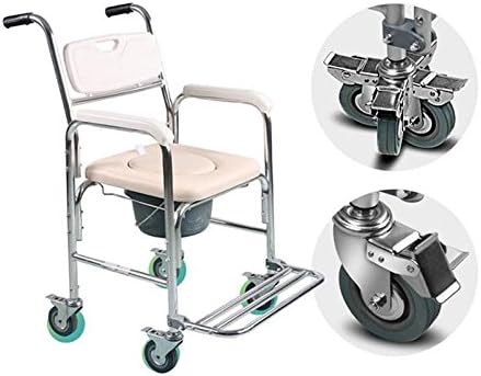 NEEDED Y Commode Chair Pregnant Mobile Toilet Deluxe Wheeled Shower Wheelchair Potty Chair Elderly Pregnant Women Aluminum Alloy