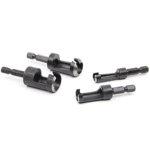 Fortag 4 tlg Zapfenbohrer Bohrer Set Pfropfenbohrer Cutter Drill Forstnerbohrer Schneidesatz Dübel Zapfenfräser Zapfenschneider Holzbohrer Satz 6mm-16mm - 5