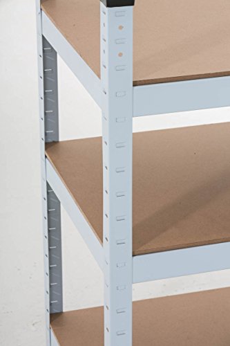 CLP Schwerlastregal, Metall, verzinkt, Tragkraft 525 kg, Maße: 90 x 90 x 45 cm, Lagerregal 3 Böden weiß - 6