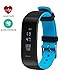 Produktbild chinatmax Bluetooth Armband mit Fitness Tracker, Blutdruck und Herzfrequenz Monitor, Smart Fitness Band, Activity Tracker und Schlafen Uhr, Schrittzähler Kalorienzähler für iOS & Android Smartphones, blau