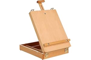 DARENYI Wooden Table Box Easel, Adjustable Easel Wood Table Sketch Box Easels, Portable Art Easel for Painting and Drawing