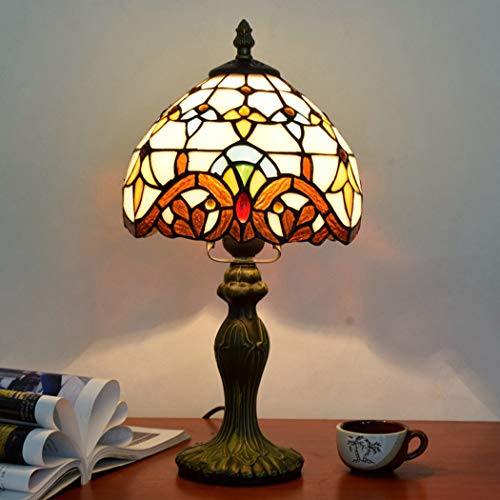 YJFFAN Tischlampe-Retro Tiffany 8-Zoll Gefärbte Glas Augenschutz Lampenschirme Schreibtisch Leuchten, Indoor-Beleuchtung Leselampe E27 (Glühbirnen Nicht Enthalten)