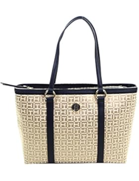 Tommy Hilfiger TH Essentials Medium Tote Gold Damen Handtasche Hand Tasche Henkeltasche Taschen Muster