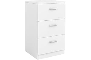 COSTWAY Wooden Chest of Drawers, 3-Drawer Dresser Cabinet, Floor Standing Narrow Storage Cupboard Organiser Unit for Bedroom, Living Room, Closet and Hallway (White)