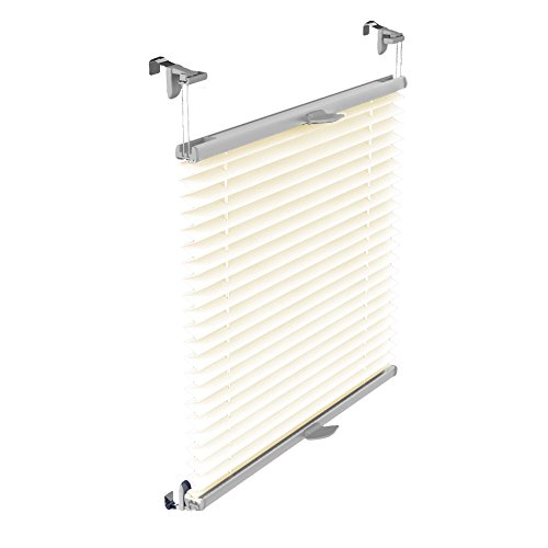PLISSEE Jalousie Klemmfix SCHNUR Verdunkelung BEFESTIGUNG Faltrollo Gardinen (Creme, Profil: Silber, 30 x 100cm, Klemmfix) - 2