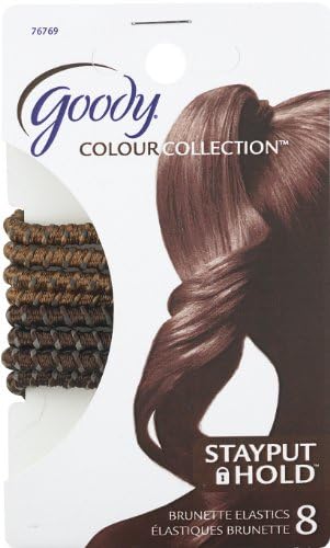 Goody Stay Put Hold Elastics Sparkly Metallic Bunette,8-count #76769 (3-Pack)