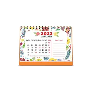 ESCAPER Flowers 2022 Floral Table Calendar (A5 Size - 8.5 x 5.5 inch - 12 Pages Month Wise), Desk Calendar 2022