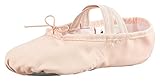 Zapatillas de ballet - Lino, suela entera de cuero - Rosa albaricoque - Talla: 34