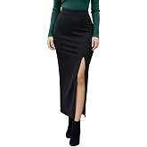MYSTIFYÂŪ Women's Black A-Line Midi Skirt, Pleated Design Stylish High Waist Bodycon Long Skirt for Women