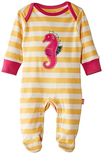 Kite Baby-Girls Seahorse Striped Round Collar Sleepsuit, Yellow (Primrose), 3-6 Months