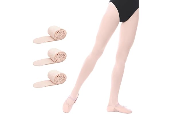 Collants de Ballet Danse Pour Enfants et Adultes, Rose clair et Blanc