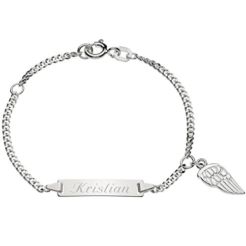 Schmuck-Pur Echt Silber Mädchenarmband Silberarmband Flügel 16cm mit Gravur