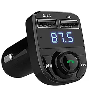 JUTEK Car Bluetooth Charger Device Fast Charging AUTO v4.0 Car, Bluetooth device with fm transmitter car charger USB Music, 3.5mm Connector A Dual USB Fast Charger Car Accessories , Supports All Smartphones