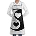 Produktbild GDESFR Apron with Pock,Yin Yang Black and White Love Bib Aprons Classic Pockets Half-Length Long Waist Kitchen Aprons Half Aprons