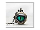 Drachenaugen Anhänger, Taschenuhr, Drachenaugen Halskette, Taschenuhr, Amulett, Drachenaugen Anhänger, Taschenuhr, Glasfliesen-Schmuck, Glas-Drachenaugen-Uhr, Drachenaugen Topffoto