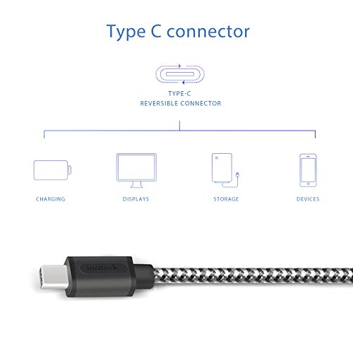 Inateck 2 m USB C Kabel, Datenkabel mit USB 2.0 (Typ-A) auf USB Typ-C für USB Typ-C Geräte inklusive Nexus 6P, Nexus 5x, LG G5, OnePlus 2 und neuem MacBook, schwarz-grau Nylon umflochten, - 4