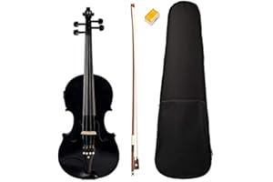 NEMEAE 4/4 Violino Full Size Violino Suono e Violino Elettrico Corpo in Legno Massello Accessori in Ebano Violino Elettrico Nero di qualità