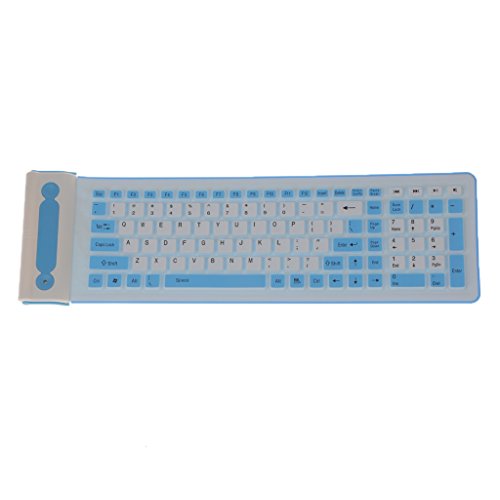MagiDeal Faltbar USB-Empfänger Silikon Tastatur Wireless Bluetooth Keyboard 2.4Ghz für PC, Laptop & Notebook - Blau