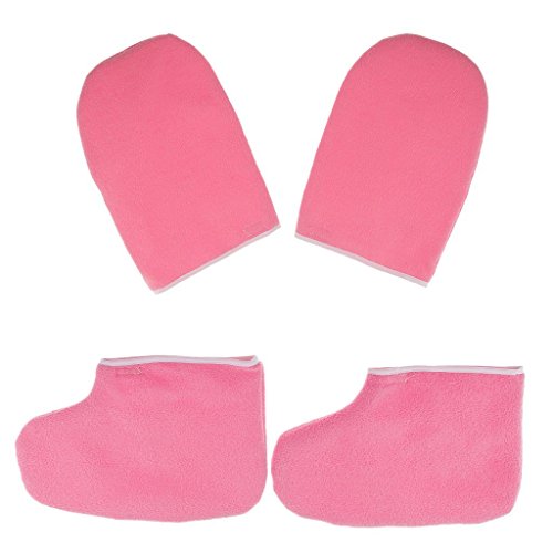 Preisvergleich Produktbild Backbayia Set Handschuhe und Socken Feuchtigkeitsspendende für Füße Hände Paraffinwachs Spa Hautpflege Fußpflege