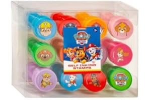 CAVERNEDESJOUETS Kit 12 tampons Auto encreurs Enfant Dont Chase, Marcus, Stella - pour Pat Patrouille Loisirs creatifs - Set Timbres + Carte Animaux