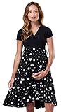 kleid sterne Modell Hï¿½he: 172 cm. Happy Mama.Damen 2in1 Umstands gerafften Stillkleid Doppelschicht Kurzarm.598p (Schwarz mit Sternen, EU 38, M)