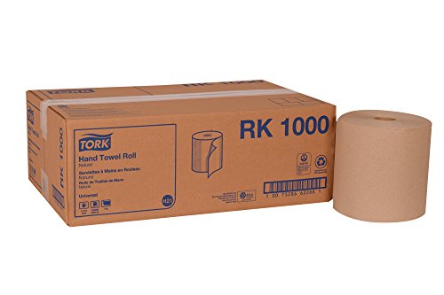 Tork Universal RK1000 Hardwound Paper Roll Towel, 1-Ply, 7.87" Width x 1000' Length, Natural (Case of 6 Rolls, 1000 Per Roll, 6,000 Feet)