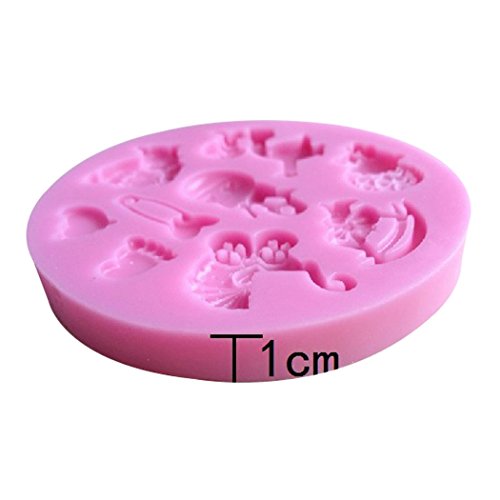 Karen Baking 2Pcs/Set Babypflege Geformt 3D Silikon-verzierender Schokoladen-Kuchen-Form-Fondant-backendes Werkzeug-Rosa - 9