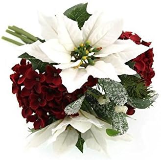 25cm Artificial Christmas Poinsettia &amp; Hydrangea Bouquet
