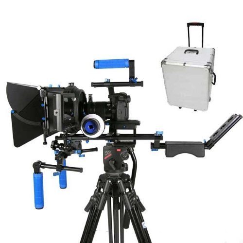 eimo Rig Pro DSLR Kit Movie Set hombro Mount Rig + sigue el foco + caja mate + Látigos + velocidad + Crank Gran Apoyo lente + Estuche para todas las cámaras DSLR y cámaras