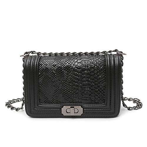 Preisvergleich Produktbild 2019 Modus Eine Schulter Umhängetaschen Hochwertige Leder Schulter Schlange Muster Großraum Raum Baby Wickeltasche Für Frauen Kupplung Abendtaschen (Schwarz, 22x13x9 cm / (8''x6''x4 ''))