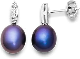 Miore - MG9092E - Boucles d'Oreilles Femme - Or blanc 375/1000 (9 carats) 0.86 gr - Diamant - Perle d'eau douce