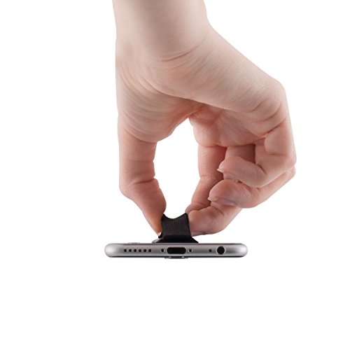 kwmobile Supporto dita per cellulare - Sostegno adesivo universale elastico fascetta mano per iPhone 6 Samsung Galaxy Sony Xperia Huawei e altri nero