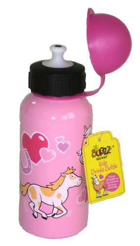 Bugzz Childrens I Love Pony Waterbottle Pink Drinks Bottle