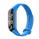 Tonsee LED Digitalanzeige Armbanduhr Fitness Armband Silikon Stoppuhren Sportuhren Schrittzähler Kalorienzähler Sport Smart Uhr Mode Sport Uhr Schrittzähler Uhr für Damen Herren und Kinder (Blau)