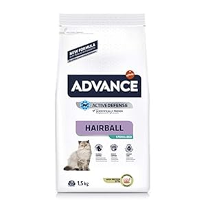 Advance Sterilized Hairball, comida para gatos esterilizados, para eliminar las bolas de pelo, 1.5Kg